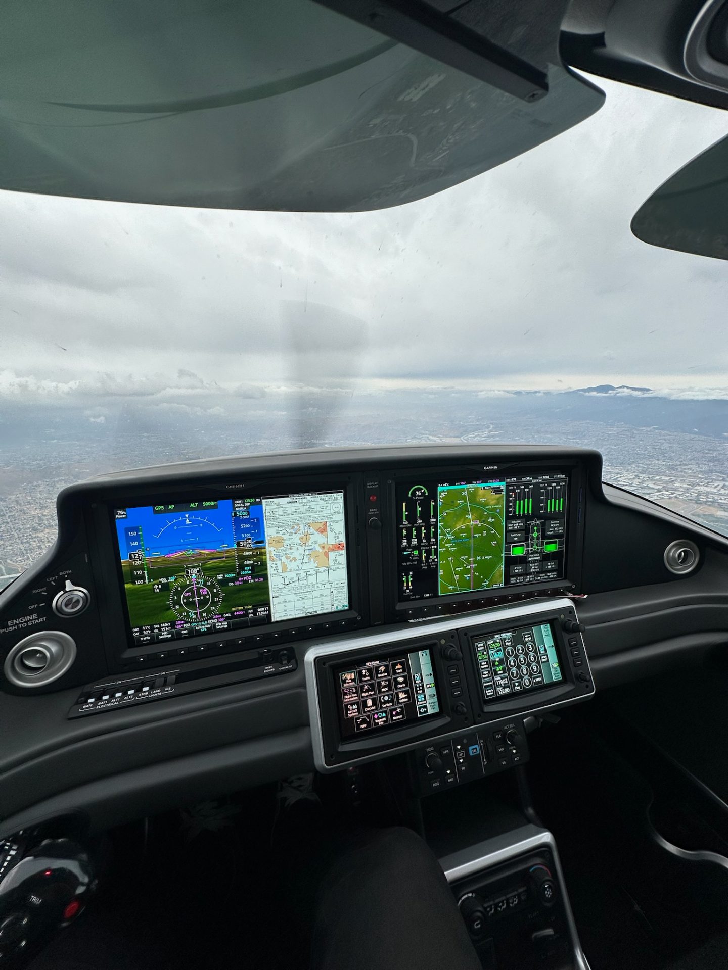 Garmin Perspective Touch+ glass cockpit of the 2026 Cirrus SR20 G7+ in flight over Southern California
